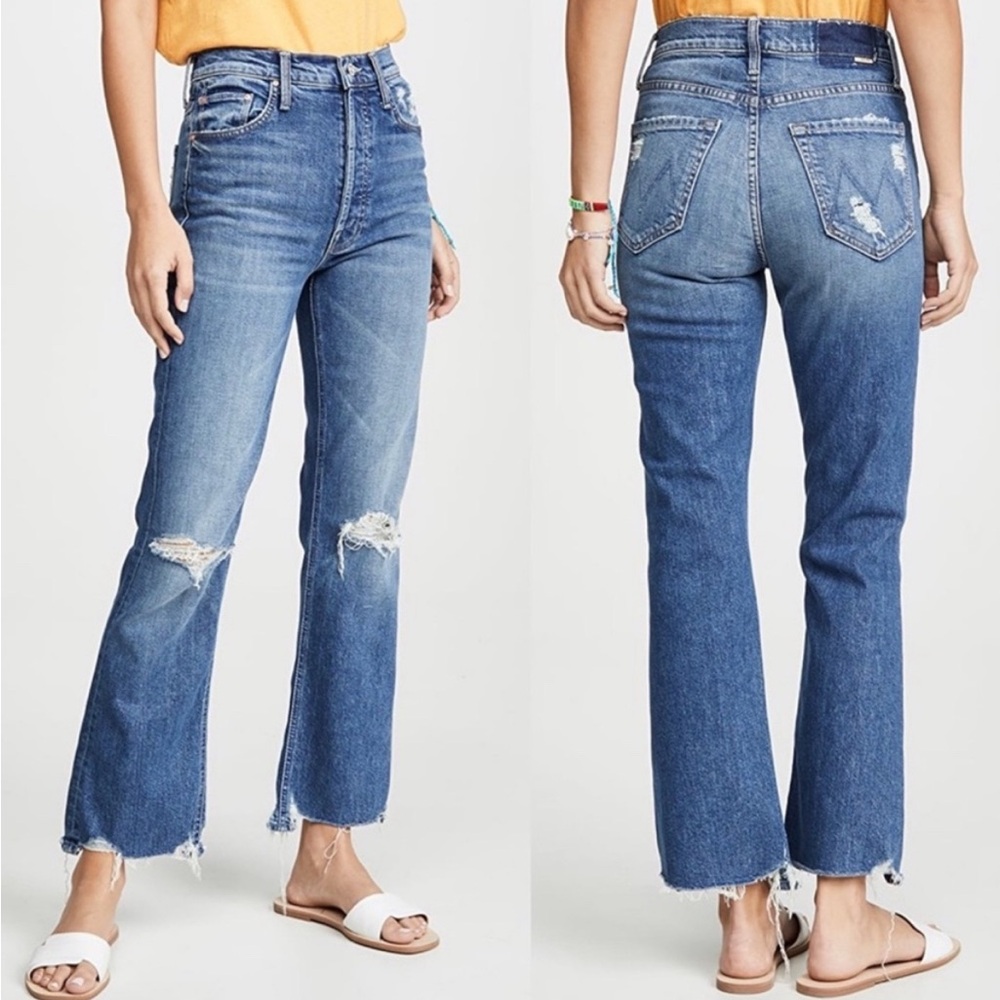 MOTHER Superior Jeans The Tripper Chew in Cryin’ Cowboys Distressed Raw Hem